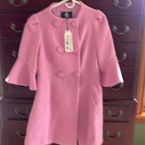 pink button down coat with bell sleeves size large.